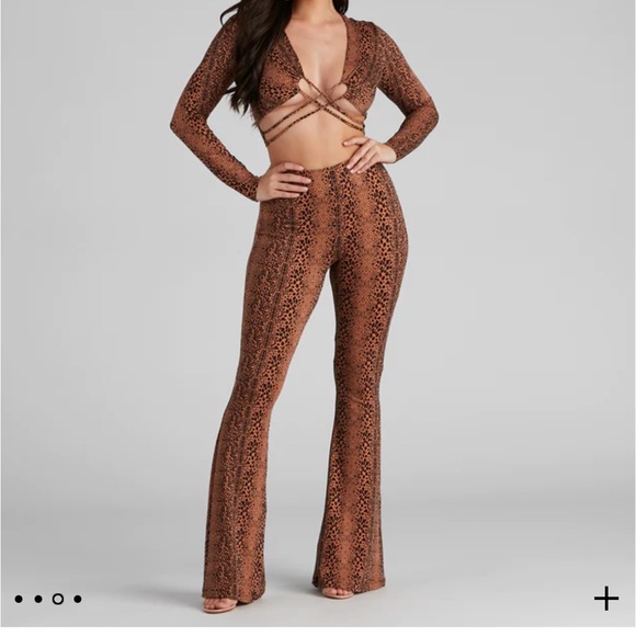 Windsor Pants - WINDSOR Leopard Print High Rise Flare Pants Set